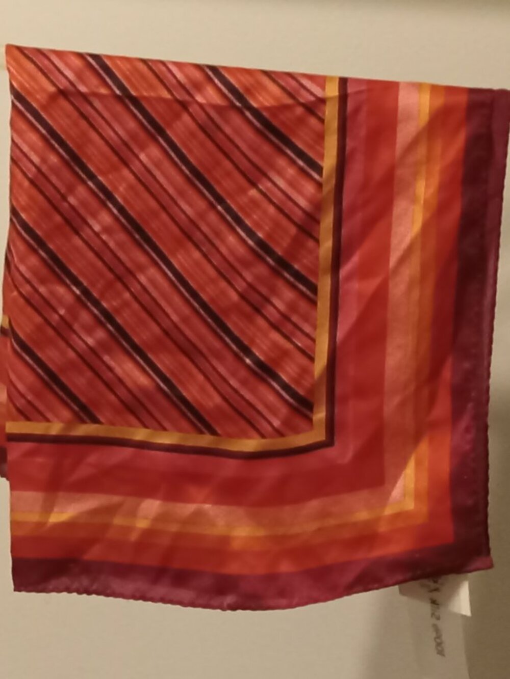 Mantles colourful striped silk square scarf with tags attached